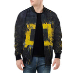 Bomber Jacket Minimalism Art Black and Yellow Square