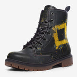 Leather Boots Minimalism Art Black and Yellow Square