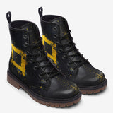 Leather Boots Minimalism Art Black and Yellow Square