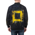 Bomber Jacket Minimalism Art Black and Yellow Square