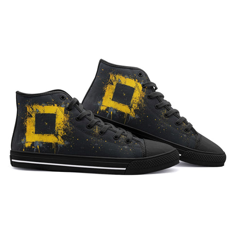 High-Top Canvas Shoes Minimalism Art Black and Yellow Square