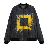 Bomber Jacket Minimalism Art Black and Yellow Square
