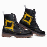 Leather Boots Minimalism Art Black and Yellow Square