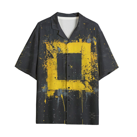 Hawaiian Shirt Minimalism Art Black and Yellow Square