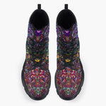 Casual Leather Chunky Boots Crystal Prismatic Mosaic