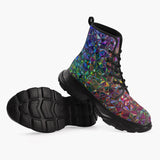 Casual Leather Chunky Boots Crystal Prismatic Mosaic