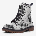 Leather Boots Black Ink Splashes And Dots