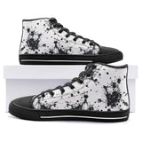 High-Top Canvas Shoes Black Ink Splashes And Dots