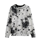 Men's Zip Up Hoodie Black Ink Splashes And Dots