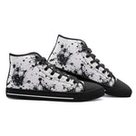 High-Top Canvas Shoes Black Ink Splashes And Dots