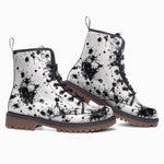 Leather Boots Black Ink Splashes And Dots