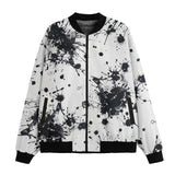 Bomber Jacket Black Ink Splashes And Dots