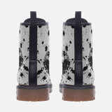 Leather Boots Black Ink Splashes And Dots