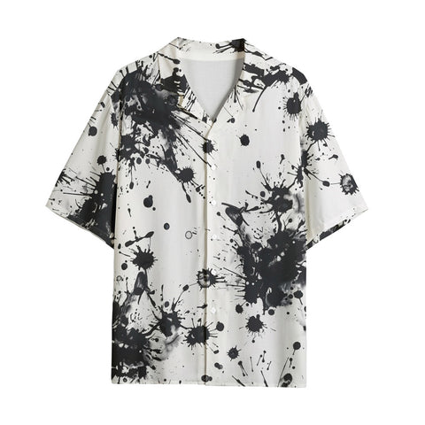 Hawaiian Shirt Black Ink Splashes And Dots