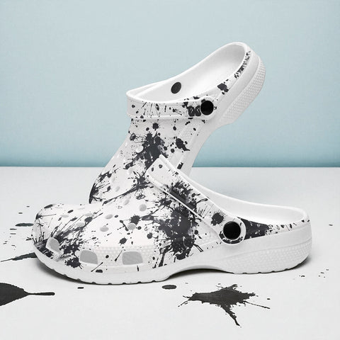 Classic Clogs Black Ink Splashes And Dots
