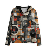 Men's Zip Up Hoodie Circles and Squares Industrial Artwork