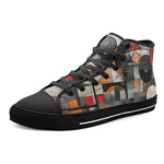 High-Top Canvas Shoes Circles and Squares Industrial Artwork