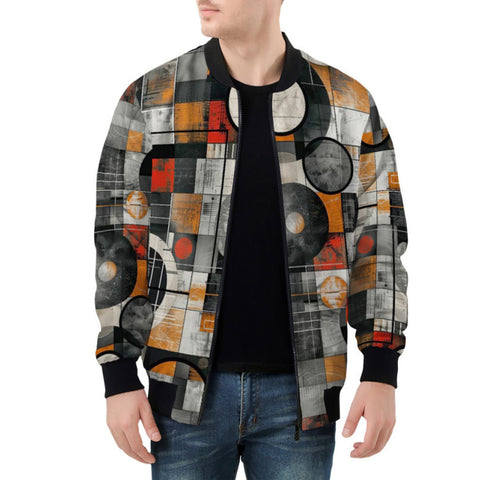 Bomber Jacket Circles and Squares Industrial Artwork