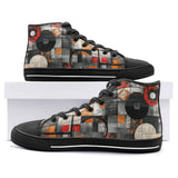 High-Top Canvas Shoes Circles and Squares Industrial Artwork