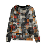 Men's Zip Up Hoodie Circles and Squares Industrial Artwork