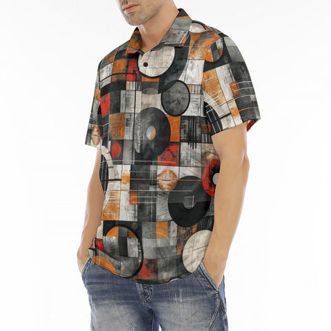 Men's Polo Shirt Circles and Squares Industrial Artwork