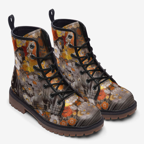 Leather Boots Colorful Floral Patterns