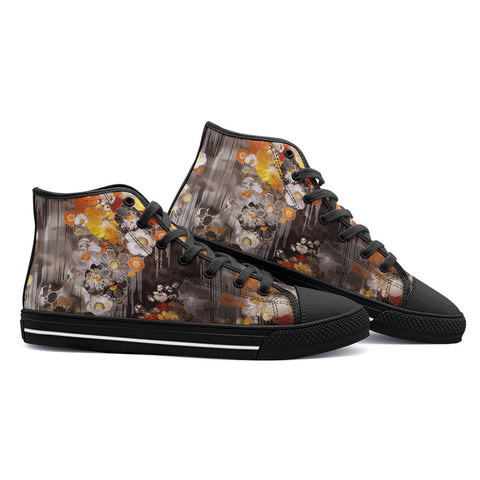 High-Top Canvas Shoes Colorful Floral Patterns