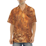 Hawaiian Shirt Gold Embossed Cityscape Art