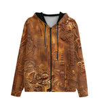 Men's Zip Up Hoodie Gold Embossed Cityscape Art