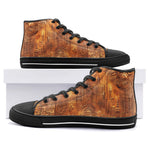 High-Top Canvas Shoes Gold Embossed Cityscape Art