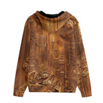 Men's Zip Up Hoodie Gold Embossed Cityscape Art