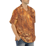 Hawaiian Shirt Gold Embossed Cityscape Art