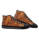 High-Top Canvas Shoes Gold Embossed Cityscape Art