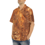 Hawaiian Shirt Gold Embossed Cityscape Art