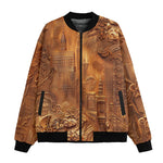 Bomber Jacket Gold Embossed Cityscape Art