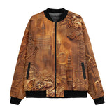 Bomber Jacket Gold Embossed Cityscape Art