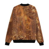 Bomber Jacket Gold Embossed Cityscape Art