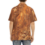 Hawaiian Shirt Gold Embossed Cityscape Art