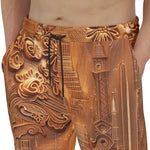 Men's Sweatpants Gold Embossed Cityscape Art