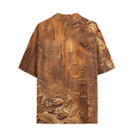 Hawaiian Shirt Gold Embossed Cityscape Art