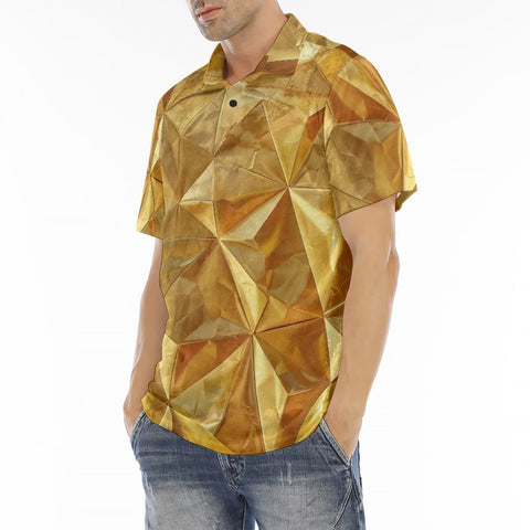 Men's Polo Shirt Golden Polygons