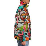 Down-Padded Puffer Jacket Abstract Painting
