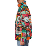 Down-Padded Puffer Jacket Abstract Painting