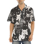 Hawaiian Shirt Black and White Cats Art