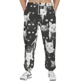 Men's Sweatpants Black and White Cats Art