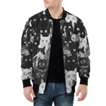 Bomber Jacket Black and White Cats Art
