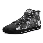 High-Top Canvas Shoes Black and White Cats Art