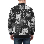 Bomber Jacket Black and White Cats Art
