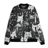 Bomber Jacket Black and White Cats Art