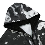 Men's Zip Up Hoodie Black and White Cats Art